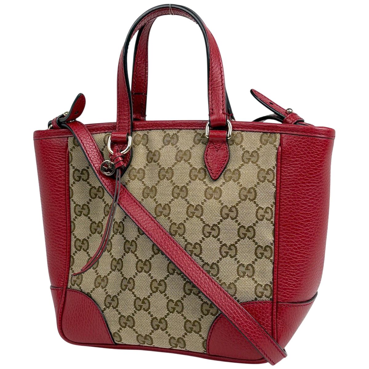 Gucci GG Pattern Handbag 2-Way Canvas Red Beige