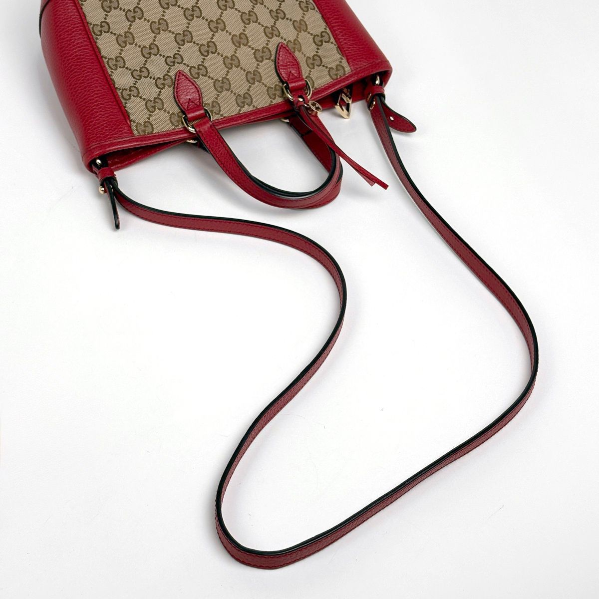 Gucci GG Pattern Handbag 2-Way Canvas Red Beige — view 6
