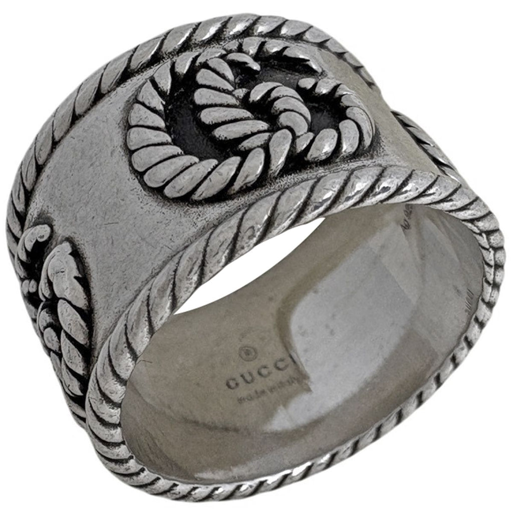 Gucci Double Wide Ring GG Marmont 925 Sterling Silver