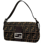 Fendi Zucca Pattern Mamma Baguette Shoulder Bag Canvas Brown