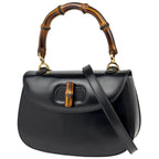 Gucci Bamboo Handbag 2-Way Vintage Leather Black