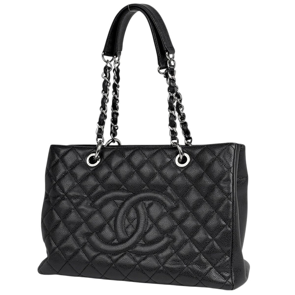 Chanel CC Logo Chain Tote Shoulder Bag Quilted Grand Shopping GST Caviar