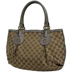 Gucci GG Pattern Tote Interlocking Studs Canvas Beige Gray