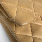 Chanel Quilted Double Flap Chain Shoulder Bag CC Logo Leather Beige — view 6