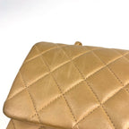 Chanel Quilted Double Flap Chain Shoulder Bag CC Logo Leather Beige — view 7