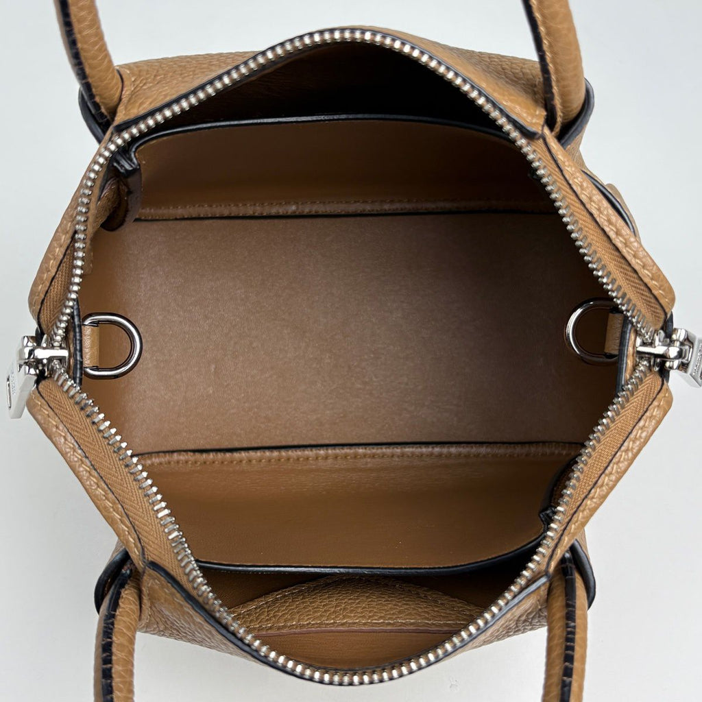 Prada Logo Handbag 2-Way Leather Brown — view 9