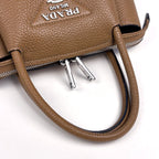 Prada Logo Handbag 2-Way Leather Brown — view 7