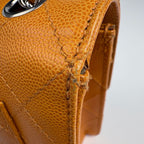 Chanel CC Logo Chain Shoulder Bag Quilted Caviar Leather Orange — view 5