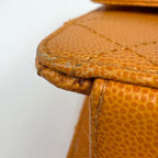 Chanel CC Logo Chain Shoulder Bag Quilted Caviar Leather Orange — view 4
