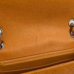 Chanel CC Logo Chain Shoulder Bag Quilted Caviar Leather Orange — view 9