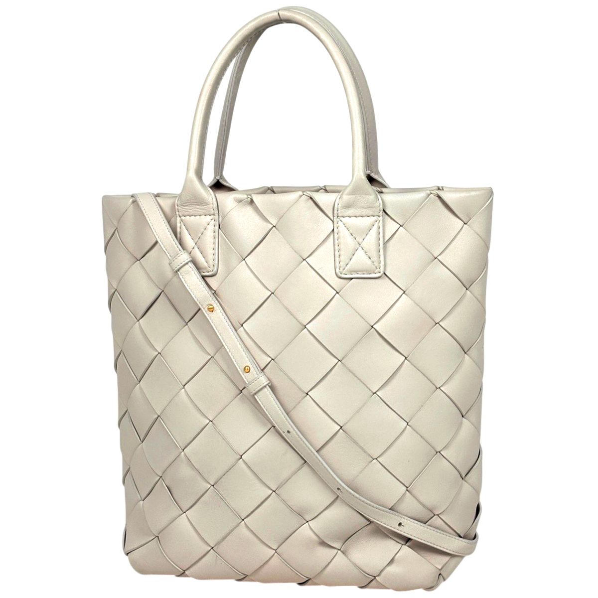 Bottega Veneta Maxi Intrecciato Cava Tote 2-Way Leather Ivory