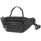 Chanel CC Logo Belt Bag Quilted Caviar Leather Black