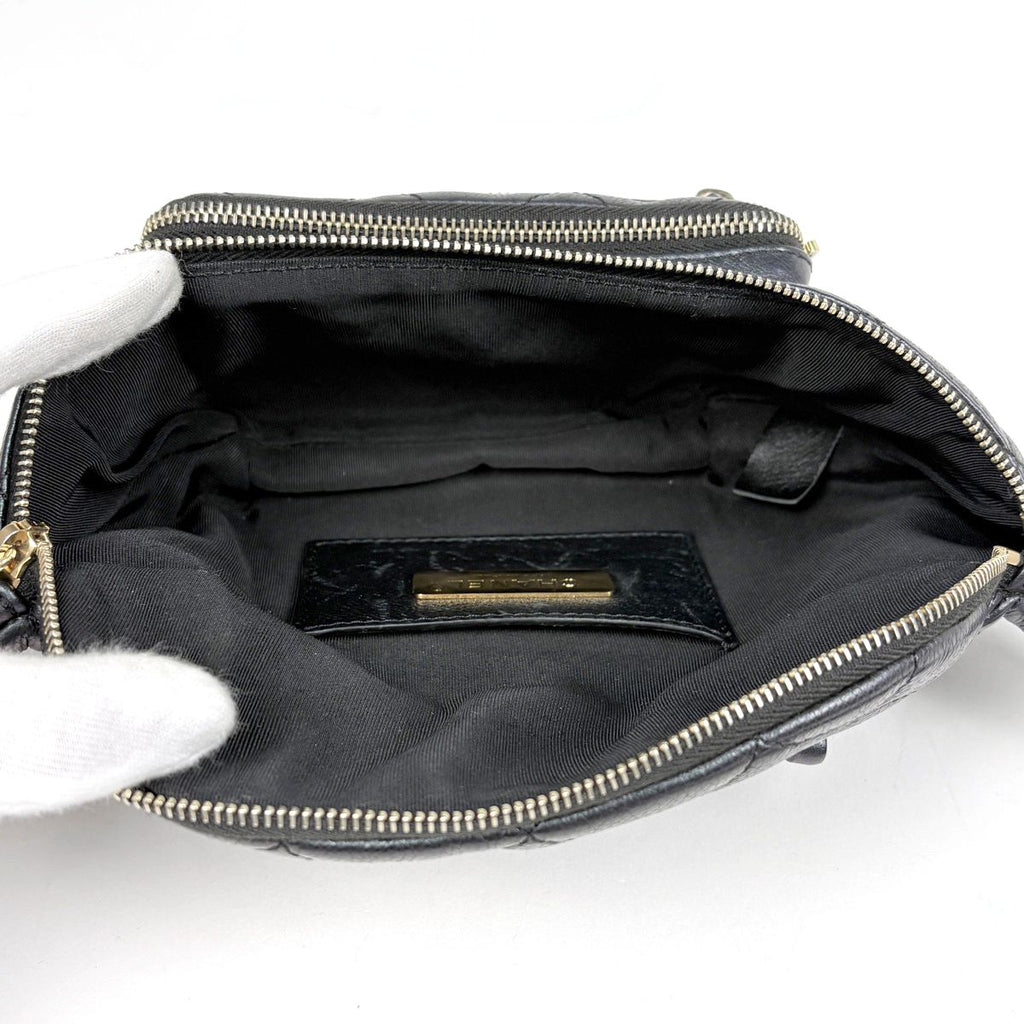 Chanel CC Logo Belt Bag Quilted Caviar Leather Black — view 9