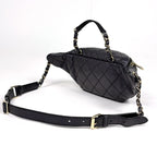 Chanel CC Logo Belt Bag Quilted Caviar Leather Black — view 2