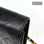 Chanel Quilted Single Flap Chain Shoulder Bag CC Logo Leather Black — view 8