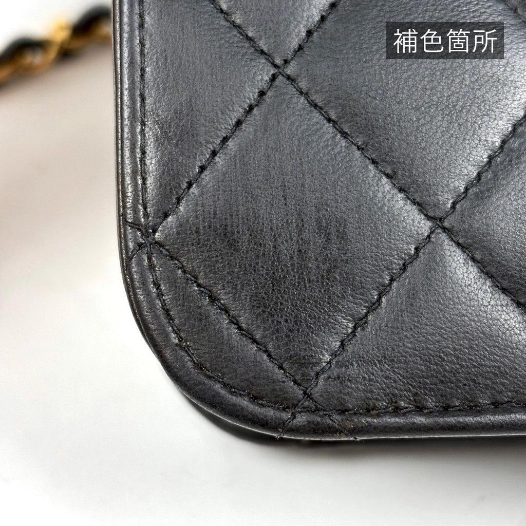 Chanel Quilted Single Flap Chain Shoulder Bag CC Logo Leather Black — view 5