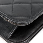 Chanel Quilted Single Flap Chain Shoulder Bag CC Logo Leather Black — view 3