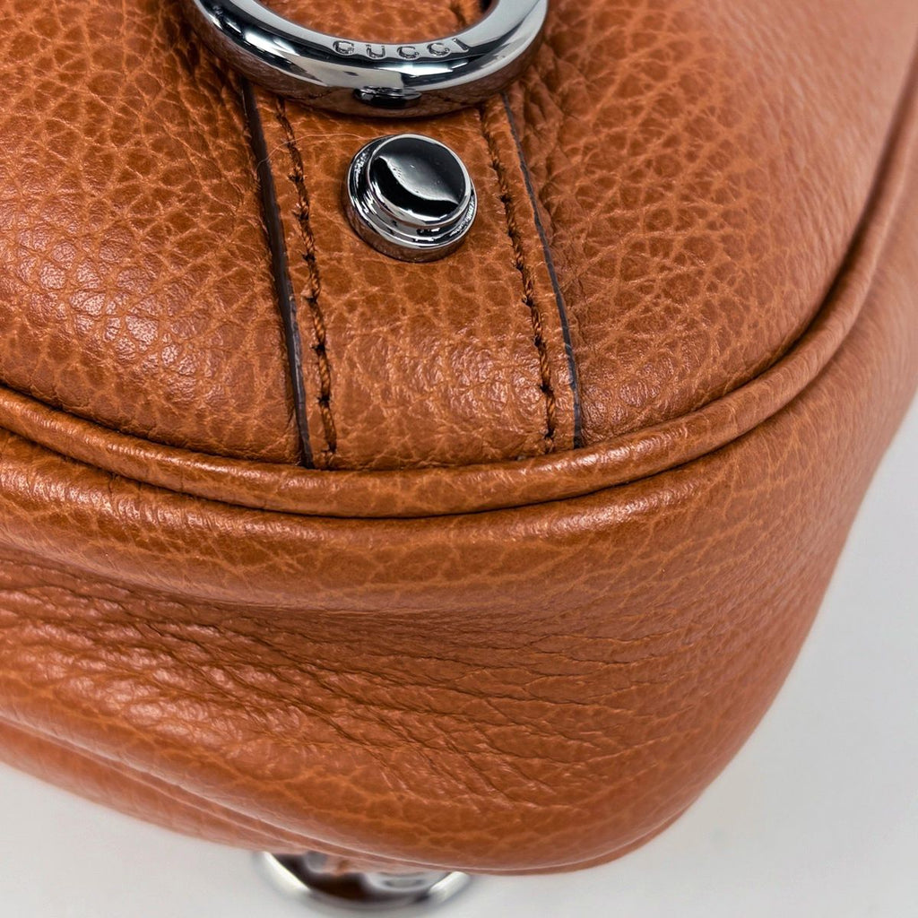 Gucci Logo Shoulder Bag Abbey Leather Brown — view 3