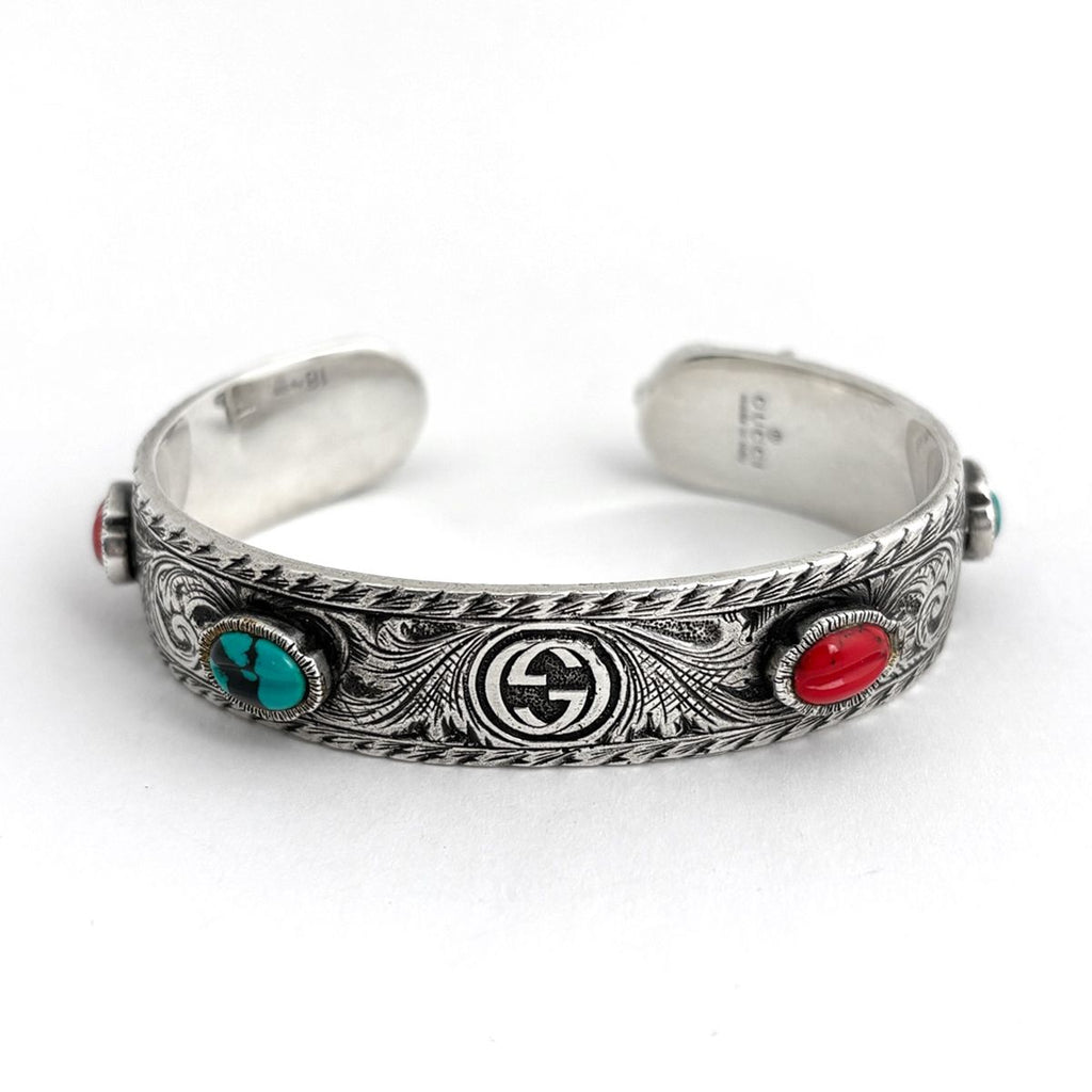 Gucci Cat Head Bangle Interlocking 925 Sterling Silver Bracelet — view 2