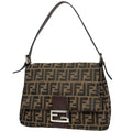 Fendi Zucca Pattern Shoulder Bag Mamma Baguette Canvas Brown