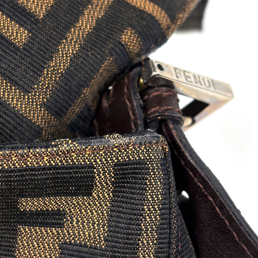 Fendi Zucca Pattern Shoulder Bag Mamma Baguette Canvas Brown — view 8