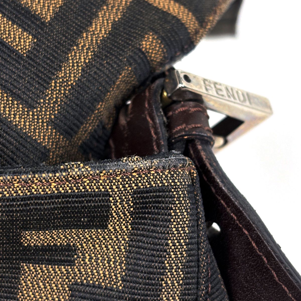 Fendi Zucca Pattern Shoulder Bag Mamma Baguette Canvas Brown — view 8