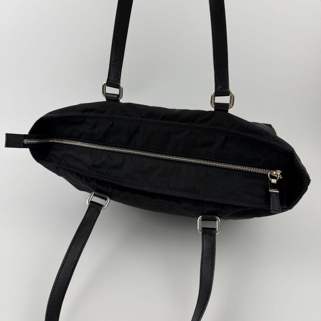 Prada Tote Nylon Leather Black Vintage — view 7