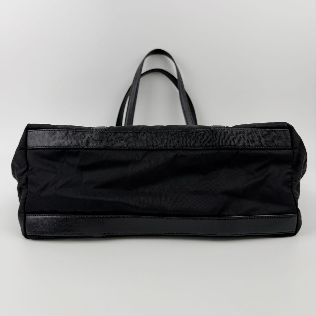 Prada Tote Nylon Leather Black Vintage — view 8