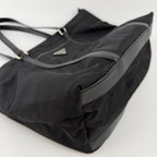 Prada Tote Nylon Leather Black Vintage — view 9