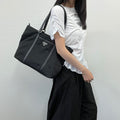 Prada Tote Nylon Leather Black Vintage