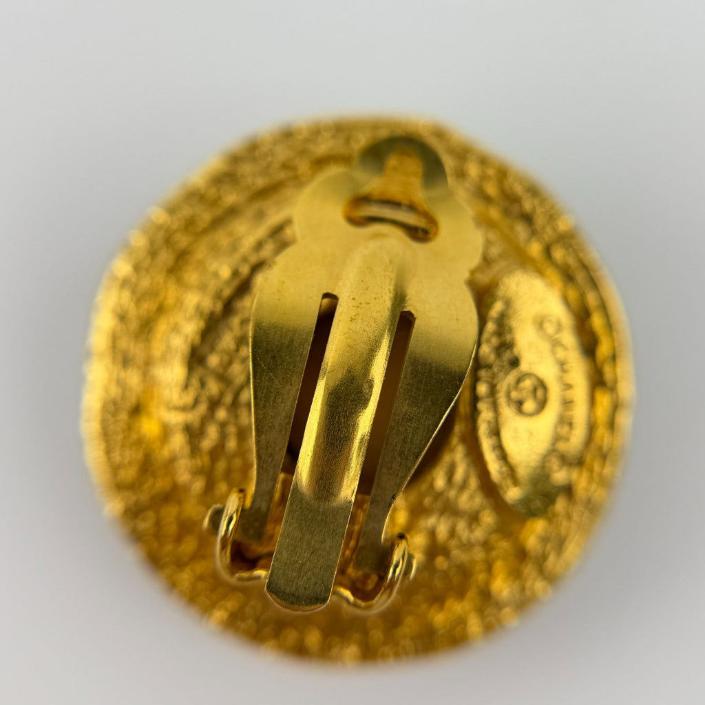 Chanel Earrings Plated Blue Gold Vintage — view 3