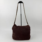 Chanel Shoulder Bag Shearling Suede Bordeaux Gold Vintage — view 4