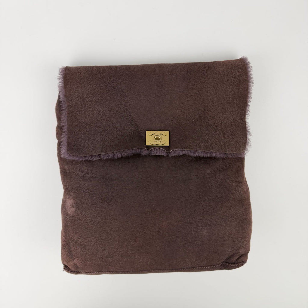 Chanel Shoulder Bag Shearling Suede Bordeaux Gold Vintage — view 5