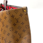 Louis Vuitton On The Go Monogram Giant Reverse Leather Brown Beige Handbag Gold — view 8