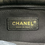 Chanel CC Logo Tweed Leather Gray Black Chain Shoulder Bag Gold — view 4