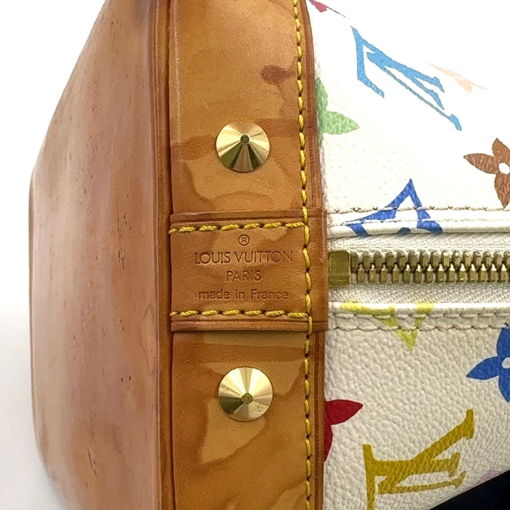 Louis Vuitton Alma Monogram Multicolor Blanc Leather White Handbag Gold — view 4
