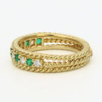Dior Ring Twist Loop 18k Yellow Gold Emerald Diamond Green — view 3