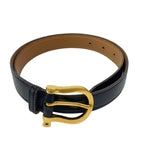 Hermes Belt 75 Black Gold Leather