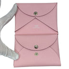 Hermes Calvi Duo Card Case Coin Purse Leather Pink Silver Mini Wallet Compact — view 6
