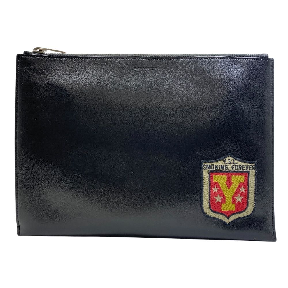 Saint Laurent Paris Smoking Forever Clutch Second Leather Black Mode