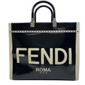 Fendi Sunshine Tote Shopping Patent Leather Black White Practical