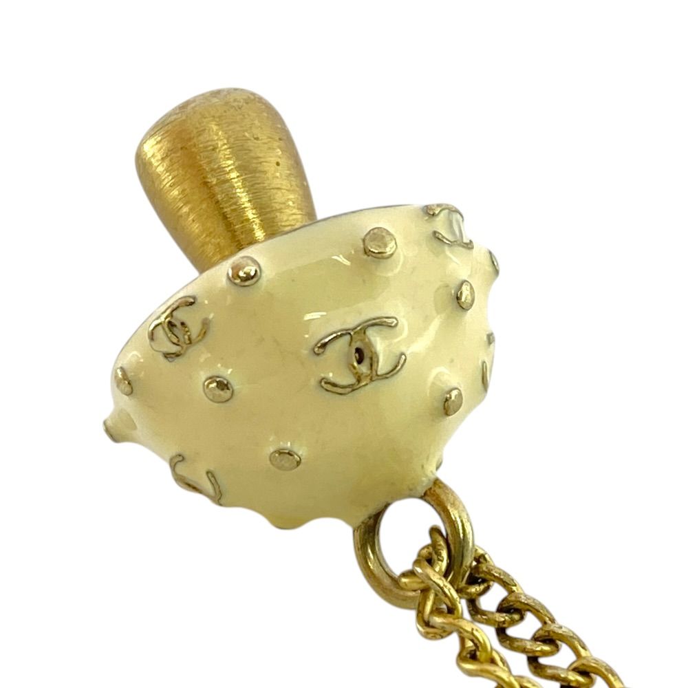 Chanel Bracelet Mushroom Chain Charm CC Logo Enamel Gold Ivory Pop Gorgeous — view 7