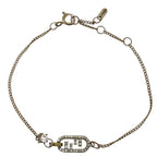Fendi O'lock Bracelet FF Logo Crystal Rhinestone Gold Metal Gorgeous
