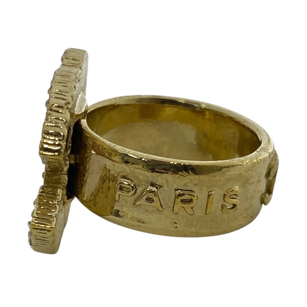 Chanel CC Logo Ring Rhinestone Border Gold Black White Gorgeous — view 2