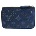 Louis Vuitton Pochette Cles Monogram Mahina Coin Case Pouch Card Leather Navy
