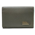 Gucci Card Case Business Holder Bifold Logo Gray Leather Practical