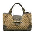 Gucci Handbag New Peram Dark Brown Beige Gray Leather