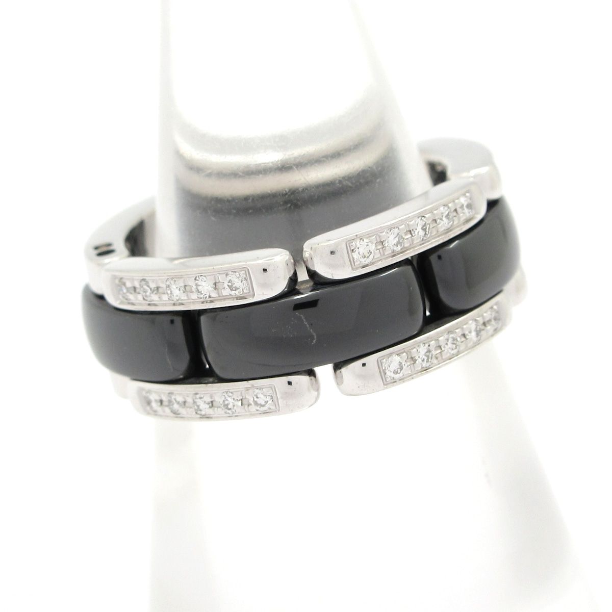 Chanel Ring 48 Ultra Collection 18k White Gold Black Ceramic Diamond — view 2