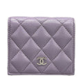 Chanel Bifold Wallet Quilted Light Purple Silver