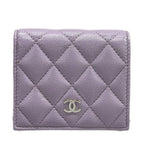 Chanel Bifold Wallet Quilted Light Purple Silver